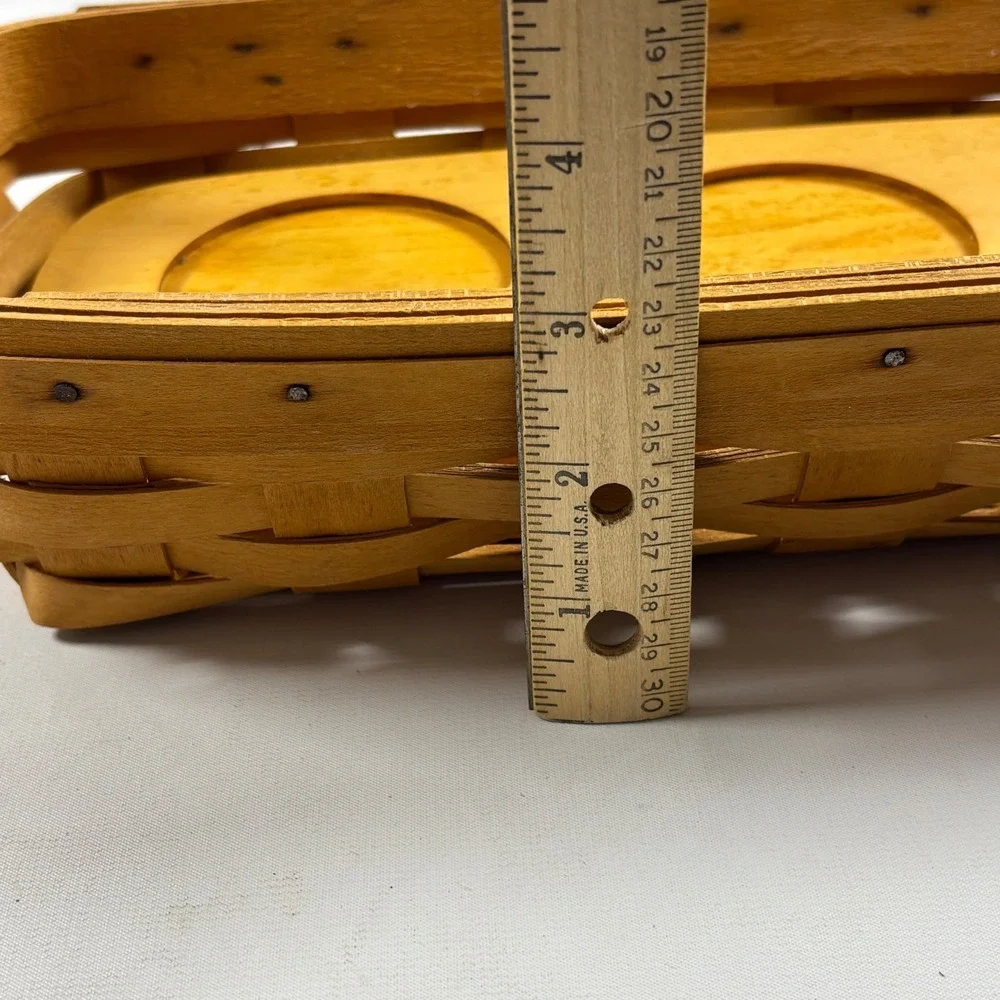 Vintage Longaberger Flower Pot Basket Set 3 Pots Wood Stand Riser Herb Planters